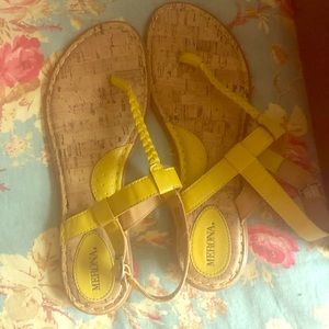 Yellow braided sandals
